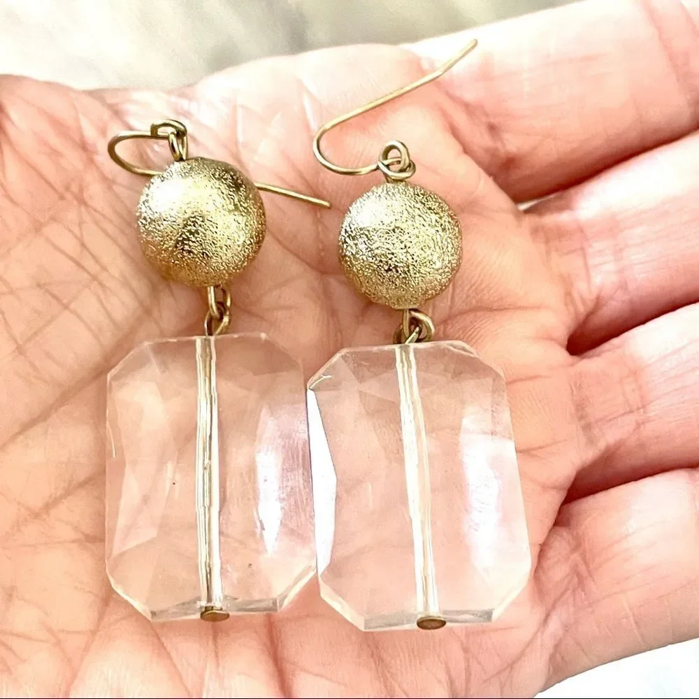 Gold and clear bead drop earrings shipping earrings open
